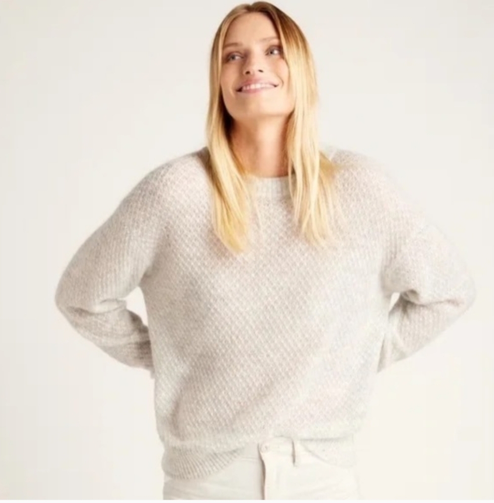 Quince Women's Baby Alpaca-Wool Diamond Stitch Crew Sweater